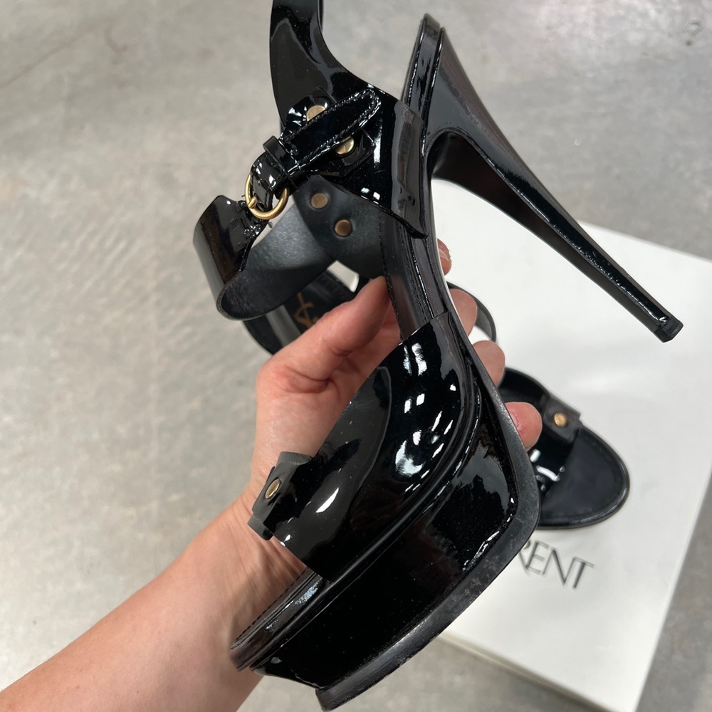 Yves Saint Laurent Patent Leather Black Tribute Heels - Picture 8 of 11